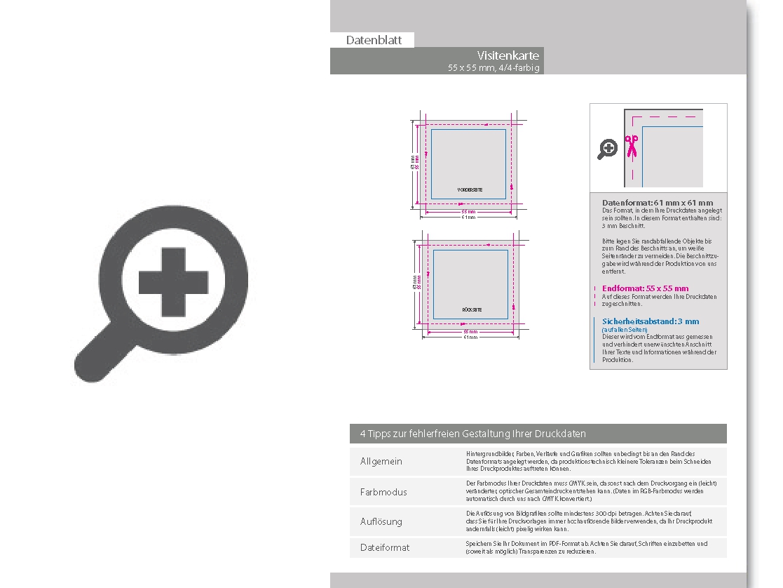 Product Bild visitenkarten_quadratisch_4_4_farbig_55_x_55_mm_(beidseitiger_druck)_mit_einseitigem_partiellem_uv-lack
